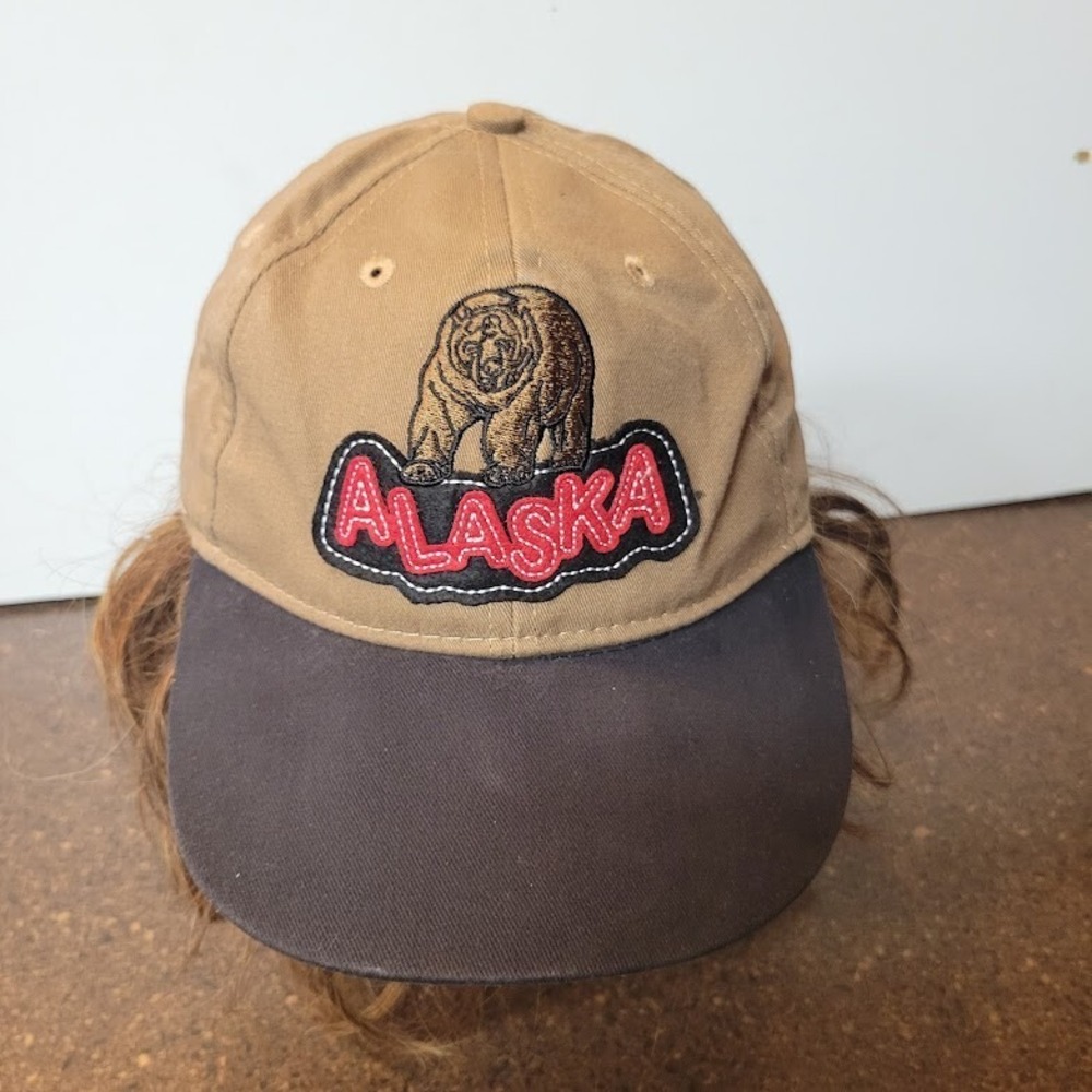 Arctic Circle Alaska Bear Hat Cap Strap Back Brown Red Mens